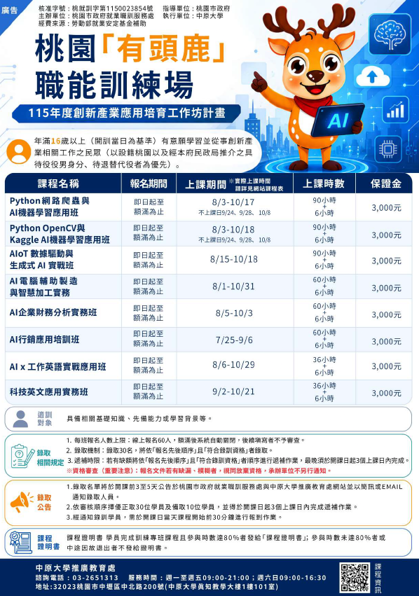 桃園「有頭鹿」職能訓練場海報